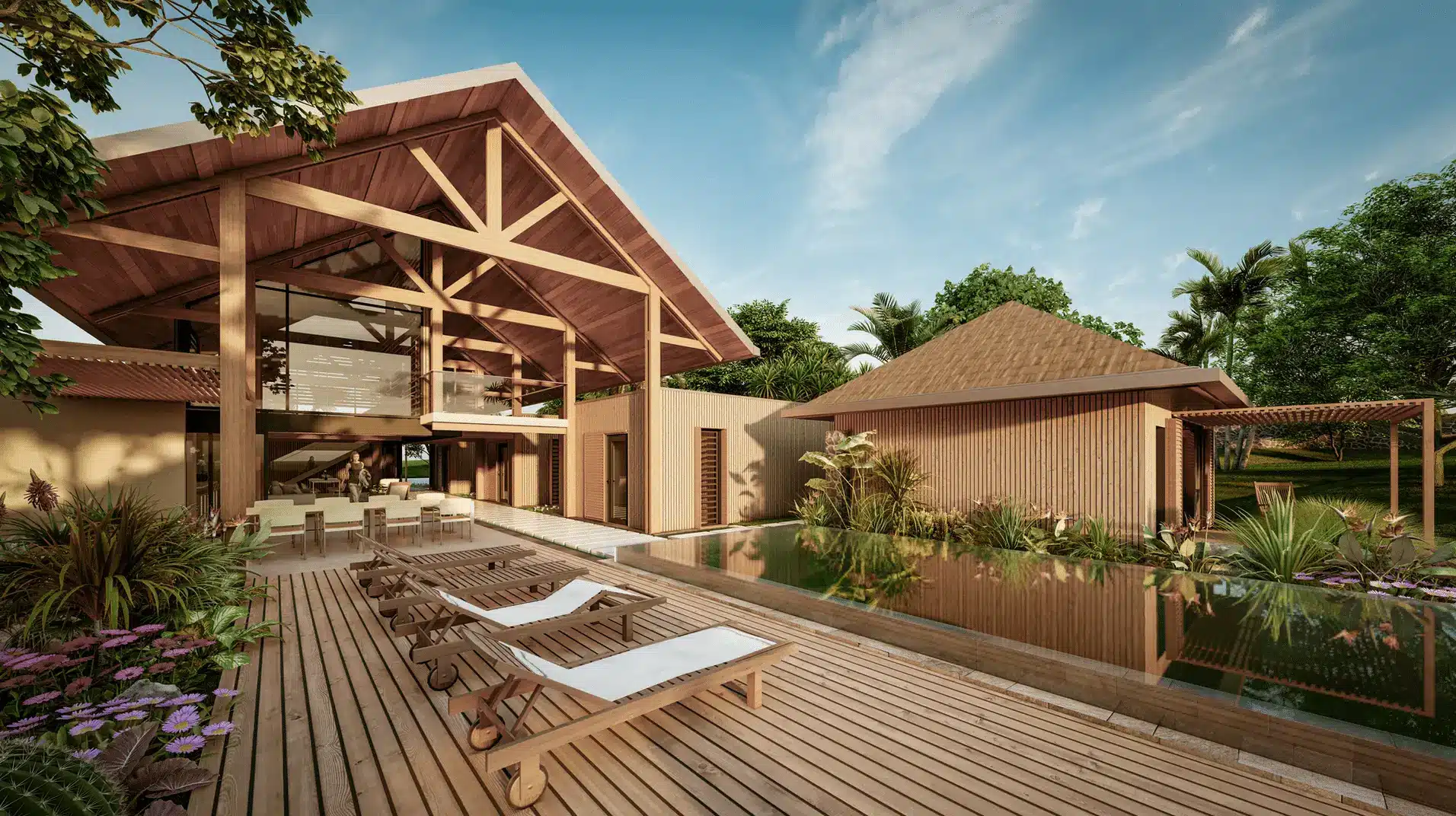 Maison éco-conçue en bois au cœur de la végétation