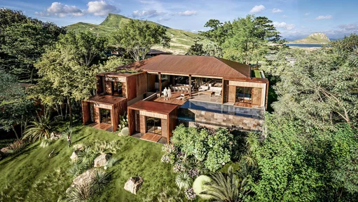 Contemporary villa surrounded by greenery